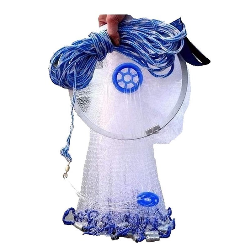 EASY BIG Cast Fishing Net with Aluminum Frame, 0.8 inch Mesh, 7.8-13.8 ft Diameter - Image 2